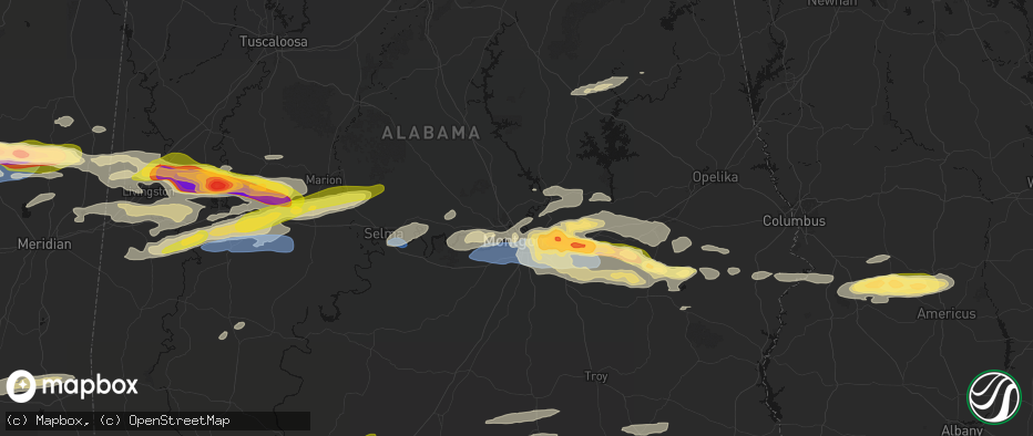 Hail map in Millbrook, AL on May 6, 2026