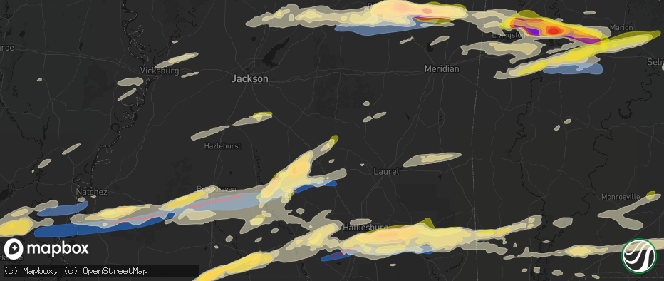 Hail map in Mize, MS on May 6, 2026