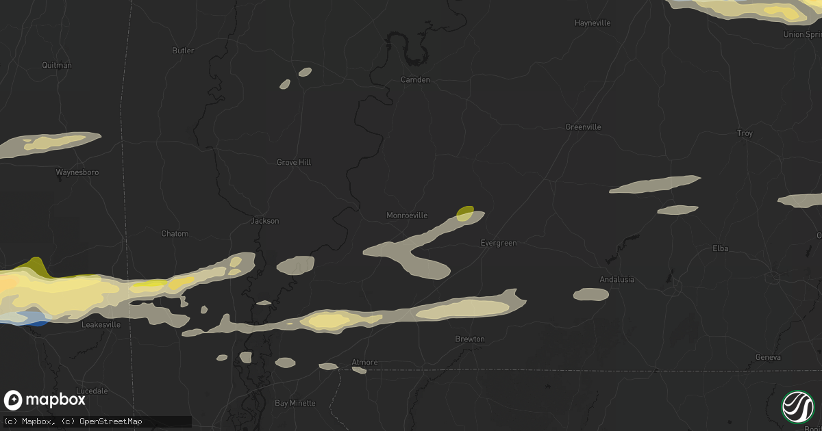 Hail map in Monroeville, AL on May 6, 2026