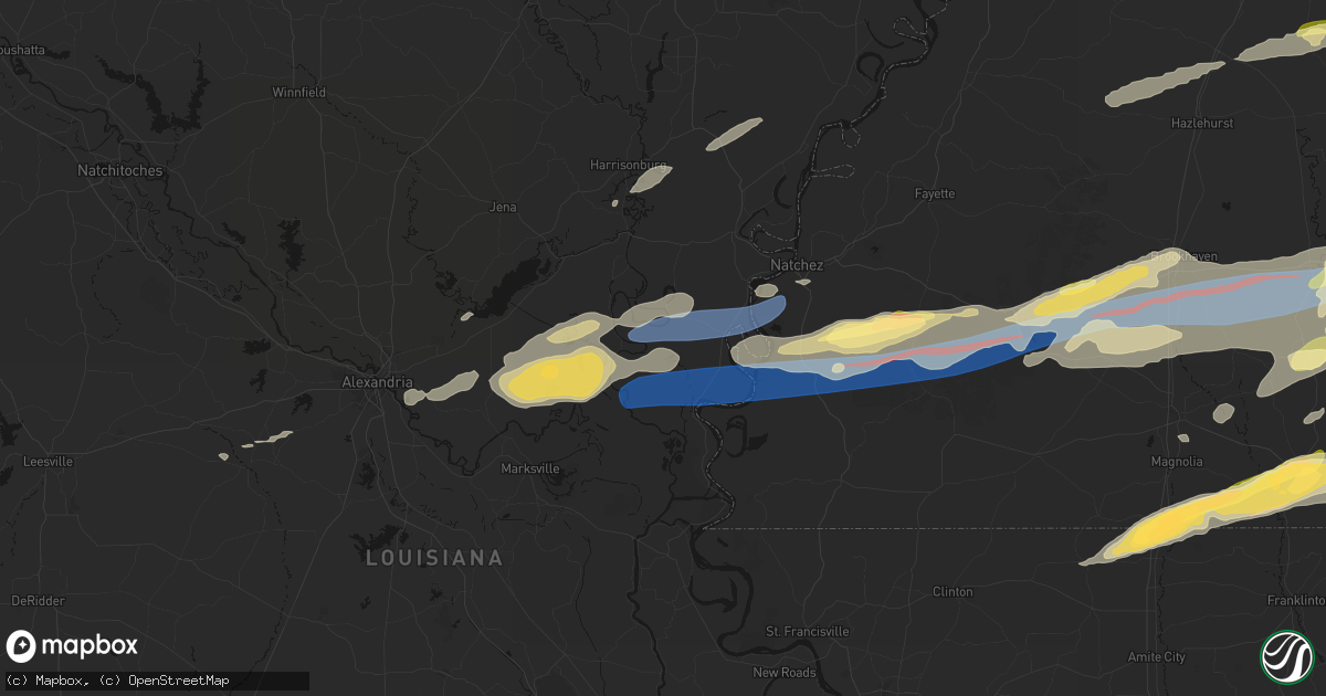 Hail map in Monterey, LA on May 6, 2026