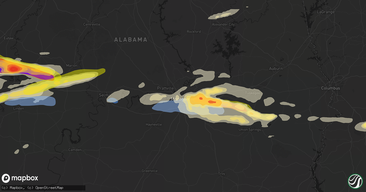 Hail map in Montgomery, AL on May 6, 2026