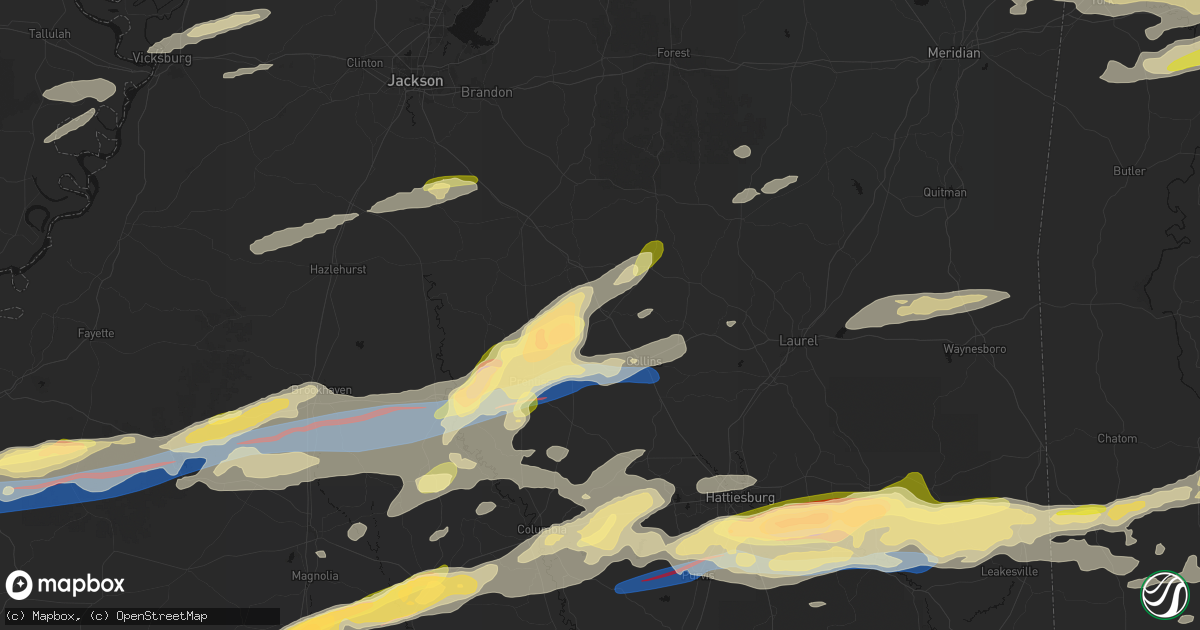 Hail map in Mount Olive, MS on May 6, 2026