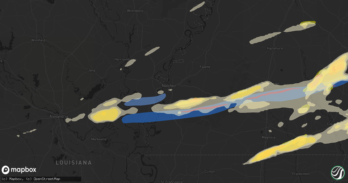 Hail map in Natchez, MS on May 6, 2026