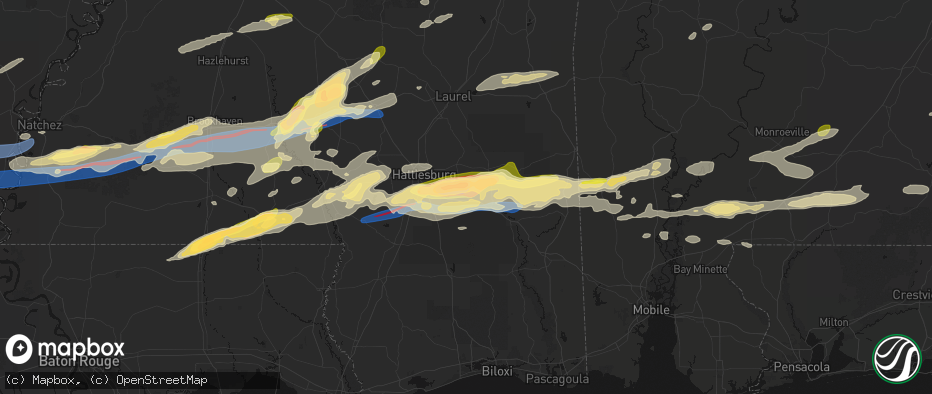 Hail map in New Augusta, MS on May 6, 2026