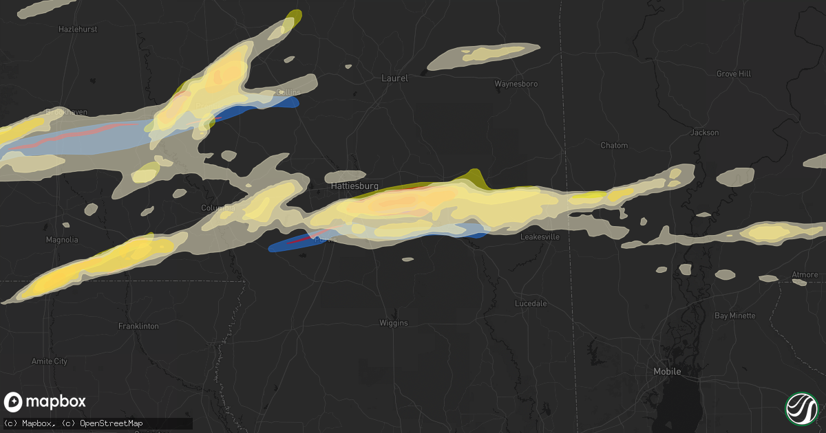 Hail map in New Augusta, MS on May 6, 2026