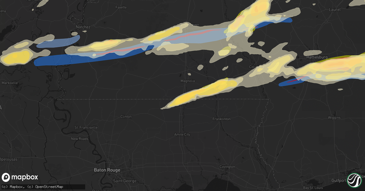 Hail map in Osyka, MS on May 6, 2026