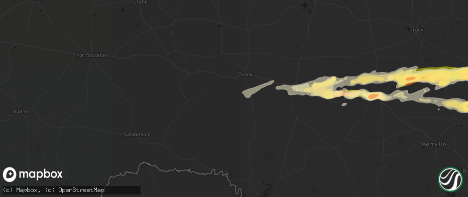 Hail map in Ozona, TX on May 6, 2026