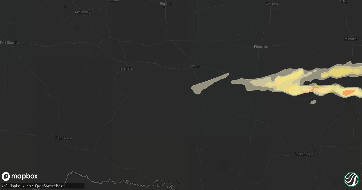 Hail map in Ozona, TX on May 6, 2026