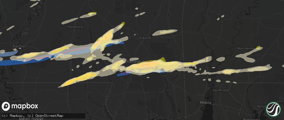 Hail map in Petal, MS on May 6, 2026
