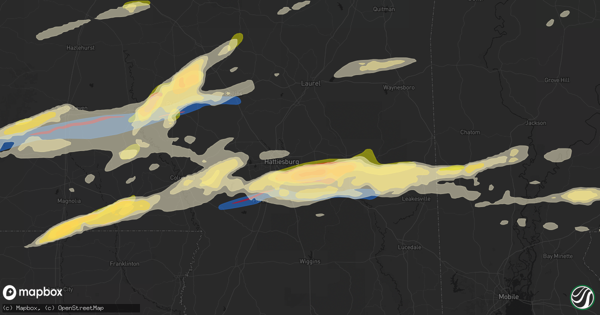 Hail map in Petal, MS on May 6, 2026
