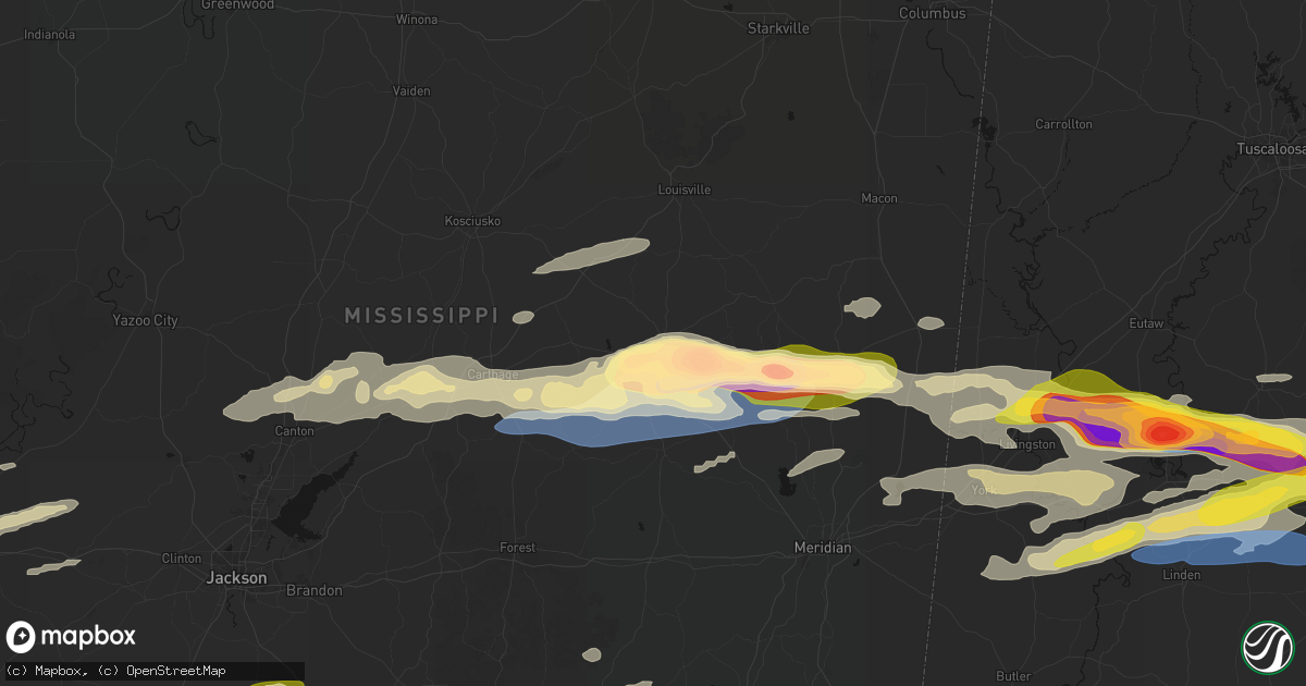 Hail map in Philadelphia, MS on May 6, 2026