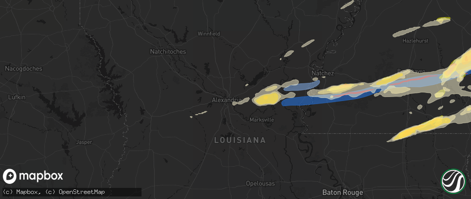 Hail map in Pineville, LA on May 6, 2026