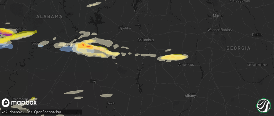 Hail map in Pittsview, AL on May 6, 2026
