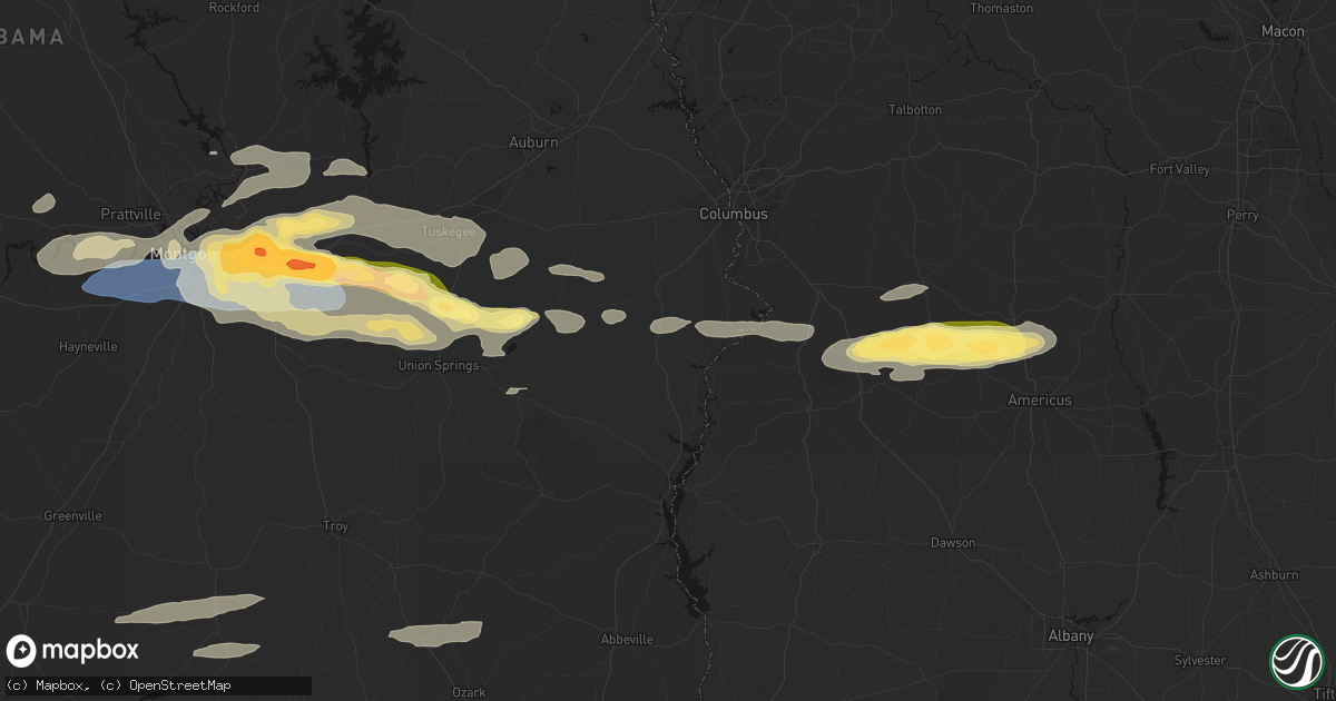 Hail map in Pittsview, AL on May 6, 2026