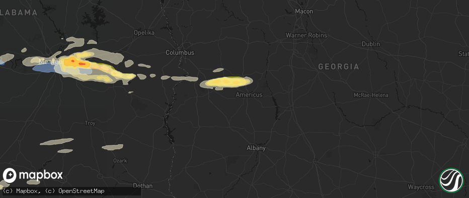 Hail map in Plains, GA on May 6, 2026