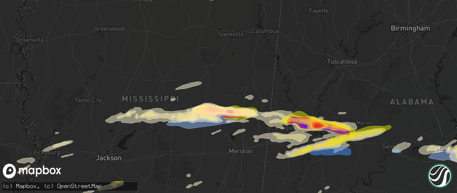 Hail map in Preston, MS on May 6, 2026