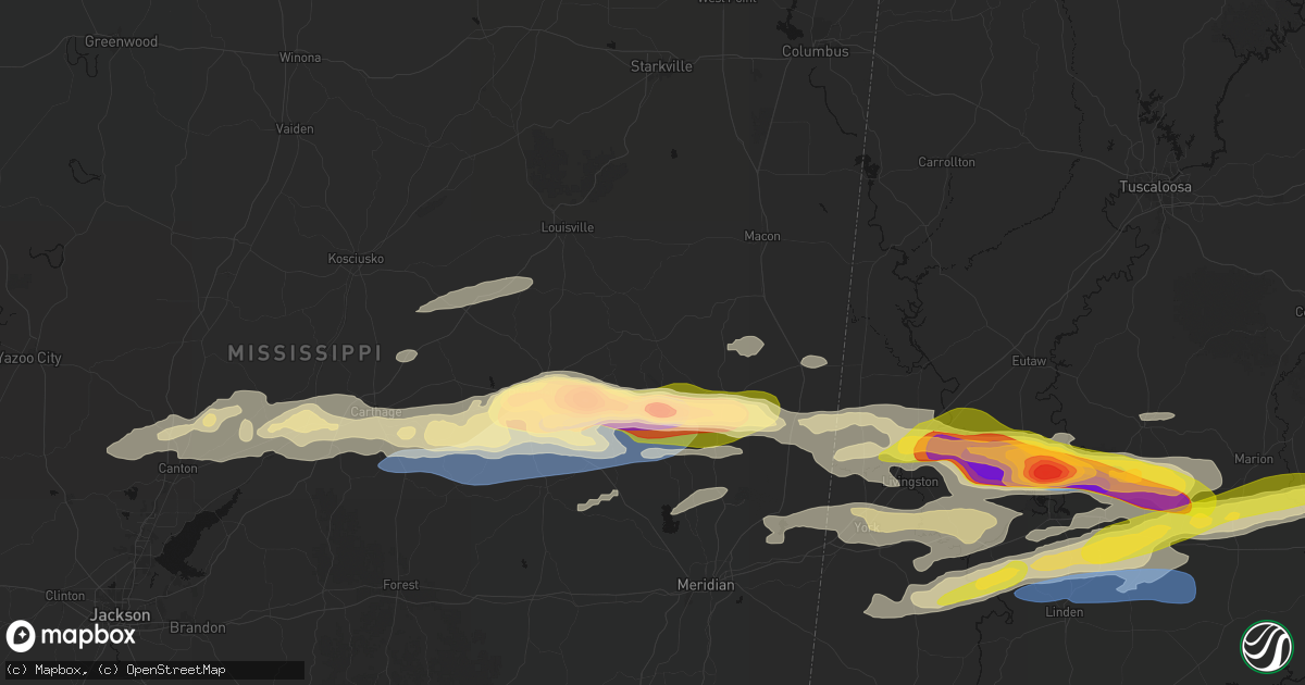 Hail map in Preston, MS on May 6, 2026