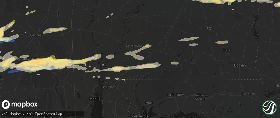 Hail map in Range, AL on May 6, 2026