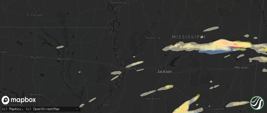 Hail map in Redwood, MS on May 6, 2026