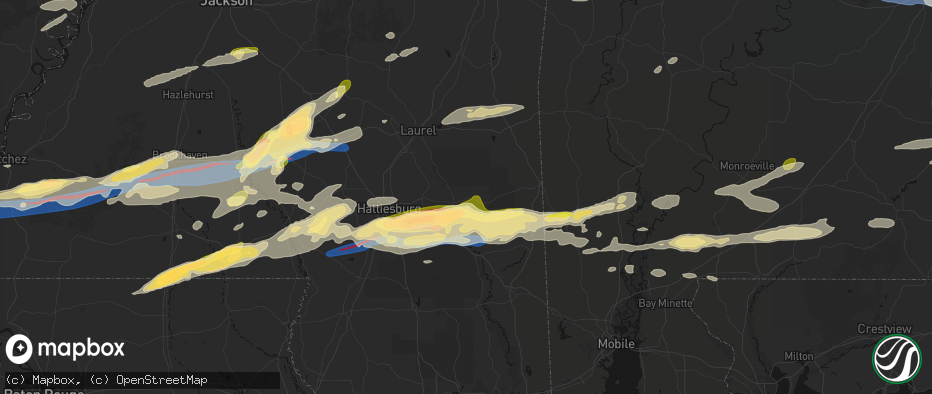 Hail map in Richton, MS on May 6, 2026