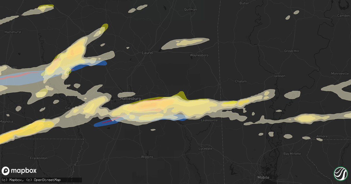 Hail map in Richton, MS on May 6, 2026