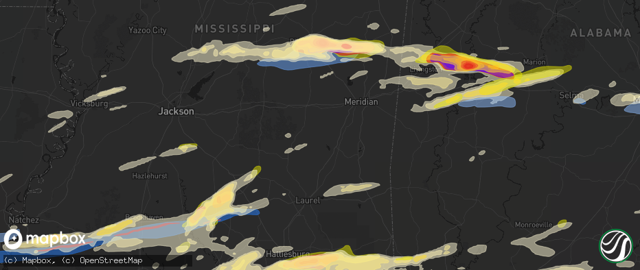 Hail map in Rose Hill, MS on May 6, 2026