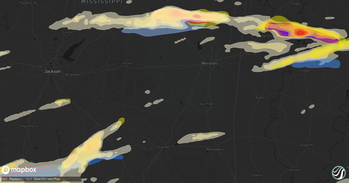 Hail map in Rose Hill, MS on May 6, 2026