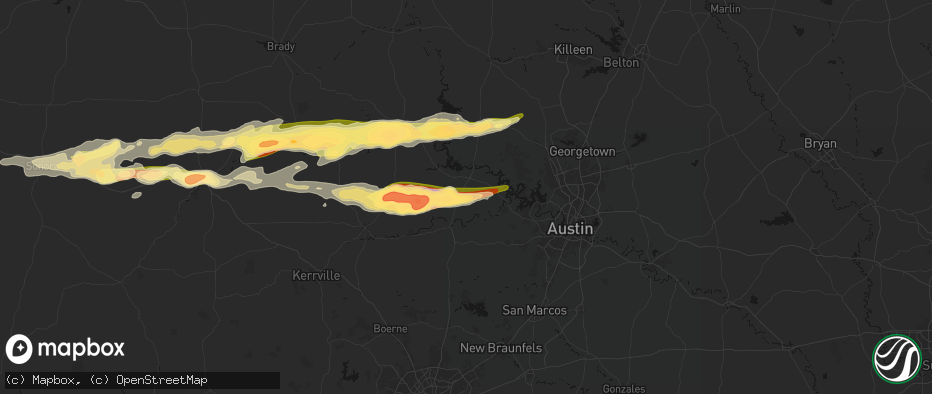 Hail map in Round Mountain, TX on May 6, 2026
