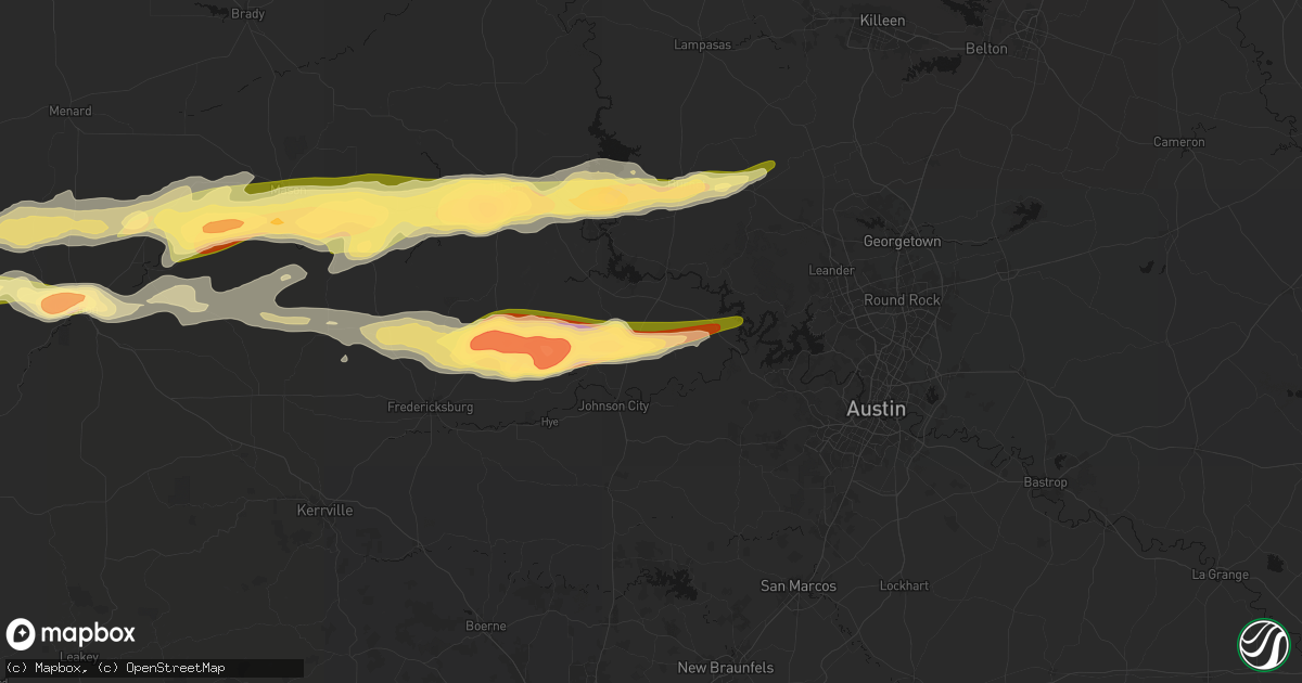 Hail map in Round Mountain, TX on May 6, 2026