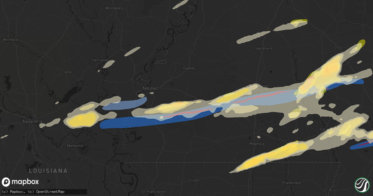 Hail map in Roxie, MS on May 6, 2026