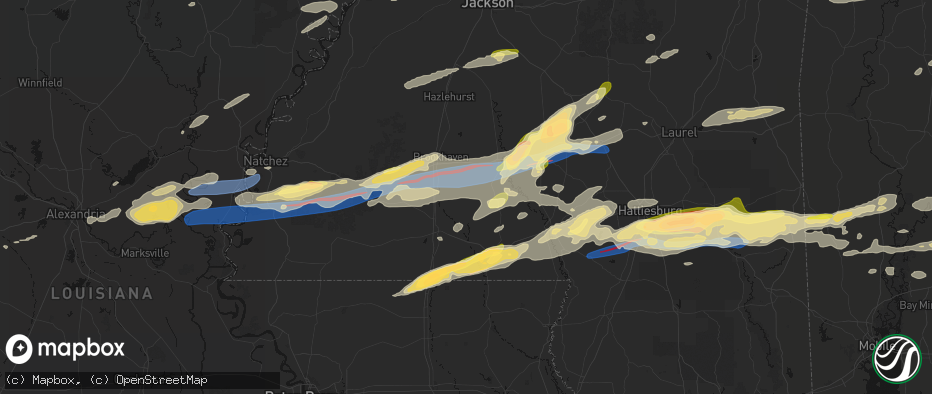 Hail map in Ruth, MS on May 6, 2026