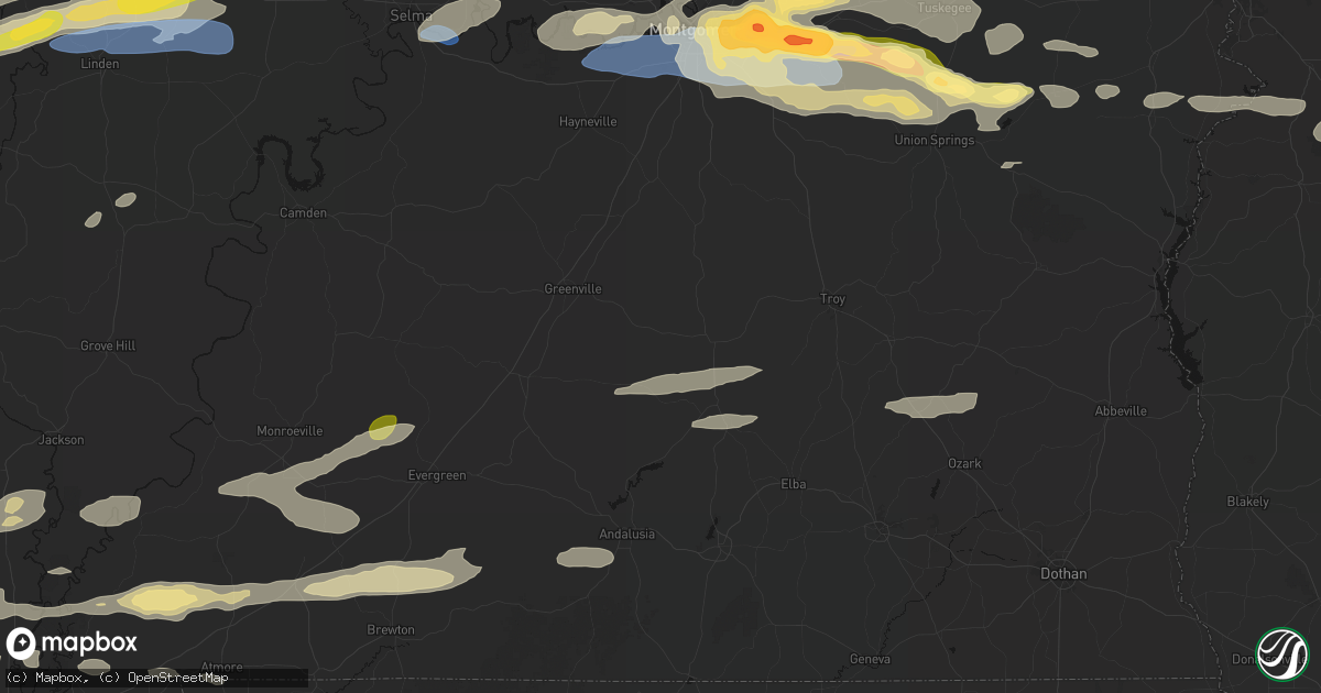 Hail map in Rutledge, AL on May 6, 2026