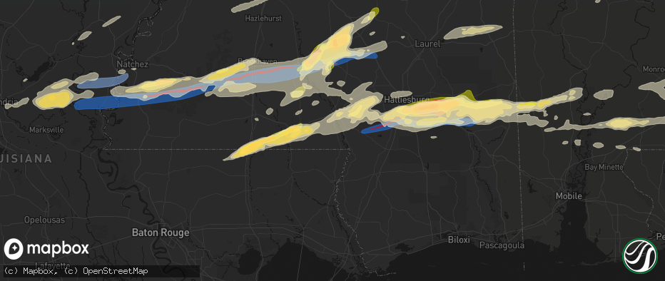 Hail map in Sandy Hook, MS on May 6, 2026