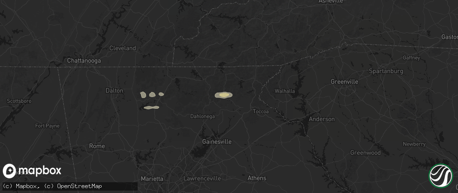 Hail map in Sautee Nacoochee, GA on May 6, 2026