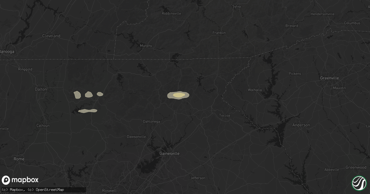 Hail map in Sautee Nacoochee, GA on May 6, 2026