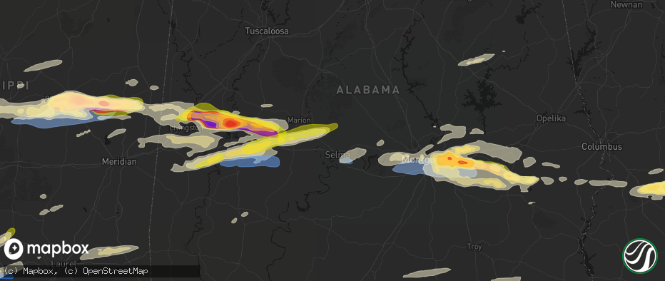 Hail map in Selma, AL on May 6, 2026
