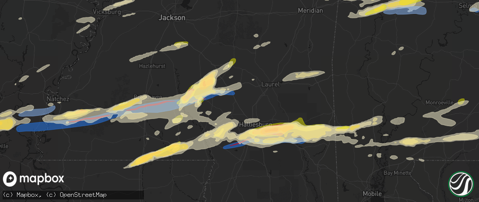 Hail map in Seminary, MS on May 6, 2026