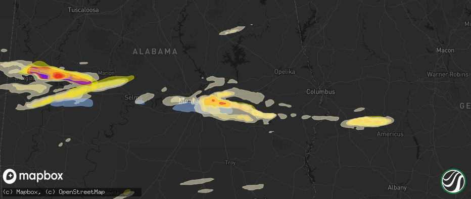 Hail map in Shorter, AL on May 6, 2026