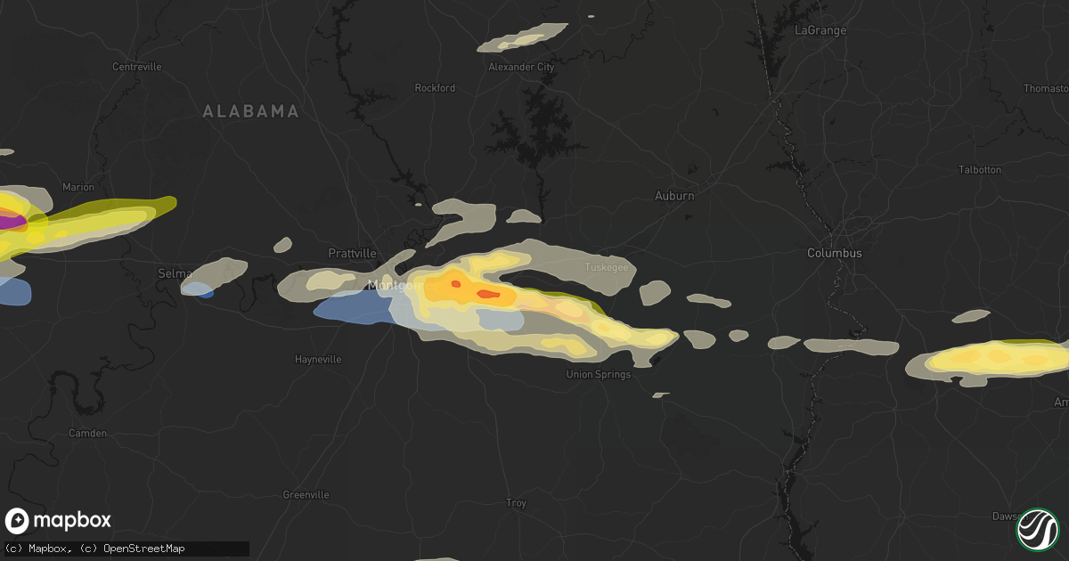 Hail map in Shorter, AL on May 6, 2026