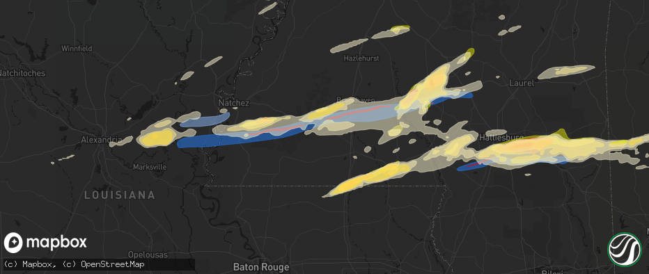 Hail map in Smithdale, MS on May 6, 2026