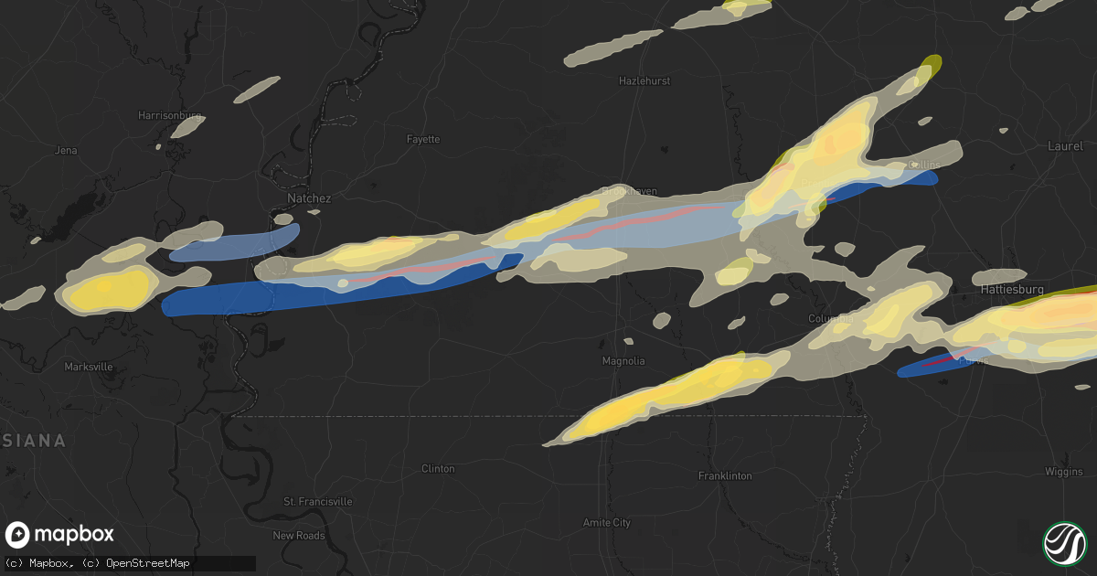 Hail map in Smithdale, MS on May 6, 2026