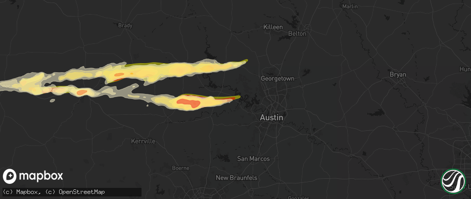 Hail map in Spicewood, TX on May 6, 2026
