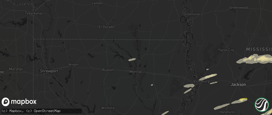 Hail map in Sterlington, LA on May 6, 2026