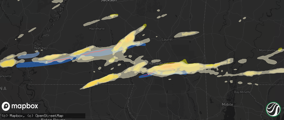 Hail map in Sumrall, MS on May 6, 2026