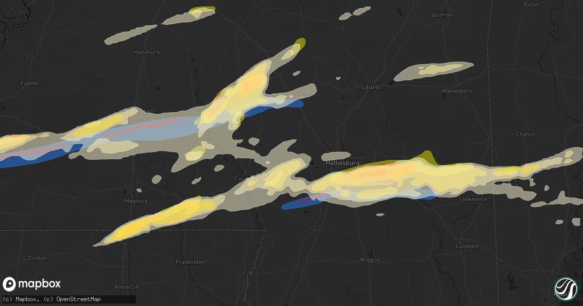Hail map in Sumrall, MS on May 6, 2026