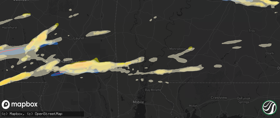 Hail map in Sunflower, AL on May 6, 2026