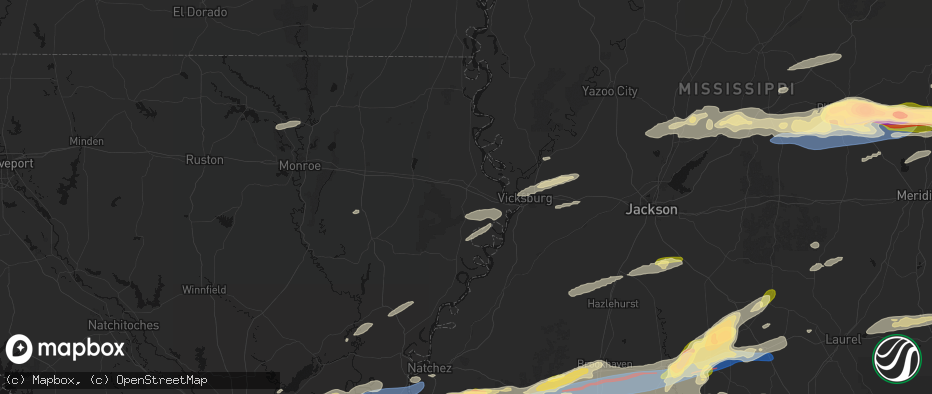 Hail map in Tallulah, LA on May 6, 2026