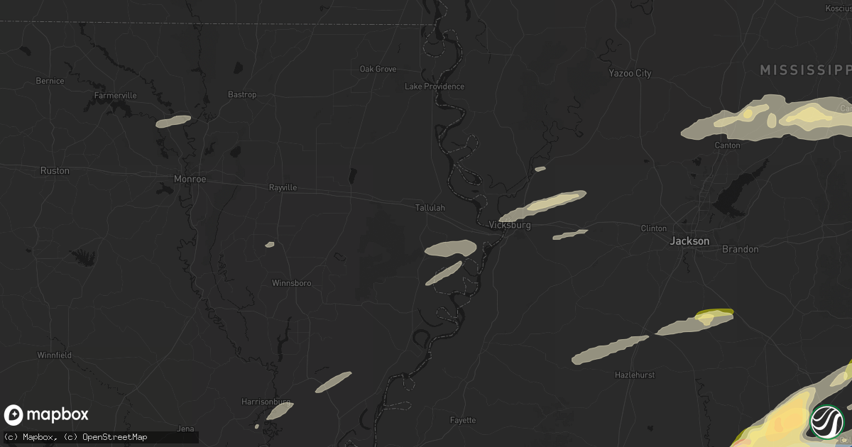 Hail map in Tallulah, LA on May 6, 2026