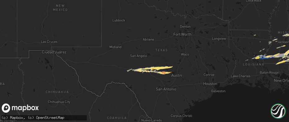 Hail map in Texas on May 6, 2026