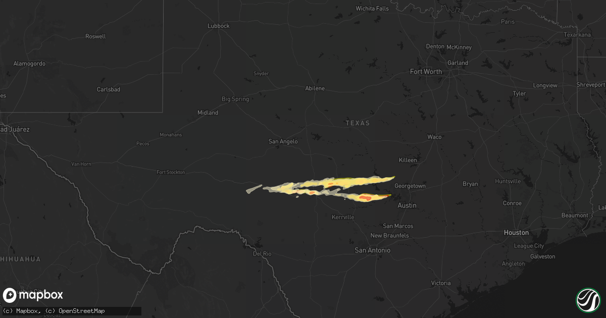 Hail map in Texas on May 6, 2026